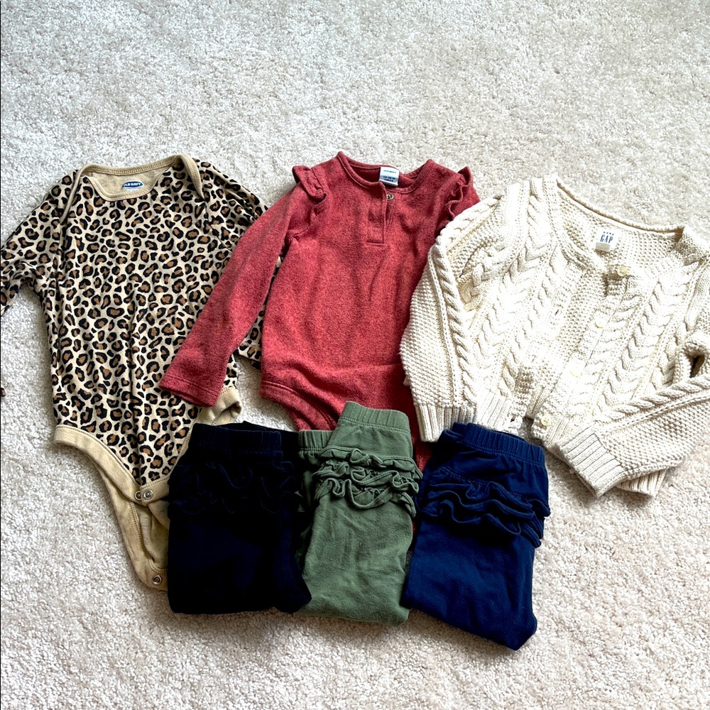 12-18 Month Fall Bundle - Baby Girl Pants/Long Sleeve/Sweater